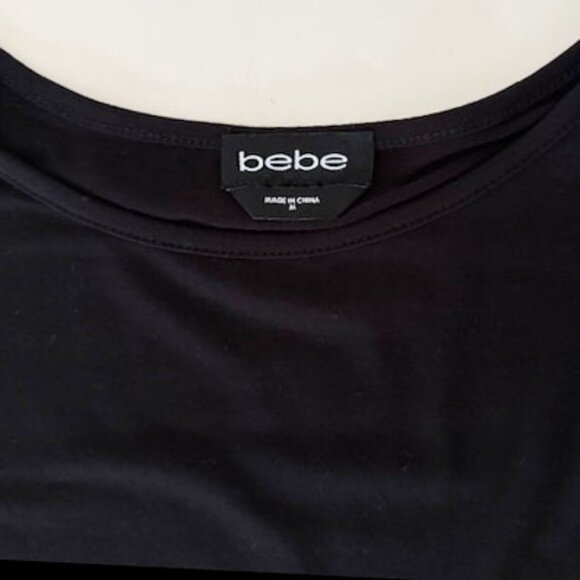 Bebe black jersey 3/4 sleeve top with BeBe rhinestones—Junior SZ Medium - Picture 3 of 5